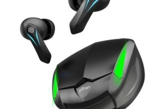 pTron Basspods Flare TWS Earbuds w/ 40ms Low Latency Gaming, AI-ENC Clear Calls, 35Hrs Playtime, HD Mics, in-Ear Bluetooth 5.3 Headphones, Type-C Fast Charging & IPX4 Water Resistant (Jet Black)