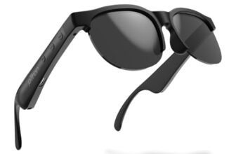 pTron Orbis Neo Smart Glasses w/Bluetooth V5.4, Open Ear Music, Handsfree Calls, Eye Protection, 7Hrs Playtime, Lightweight & Stylish Wireless Sunglasses, Connect with Phones/Tablets (Black)