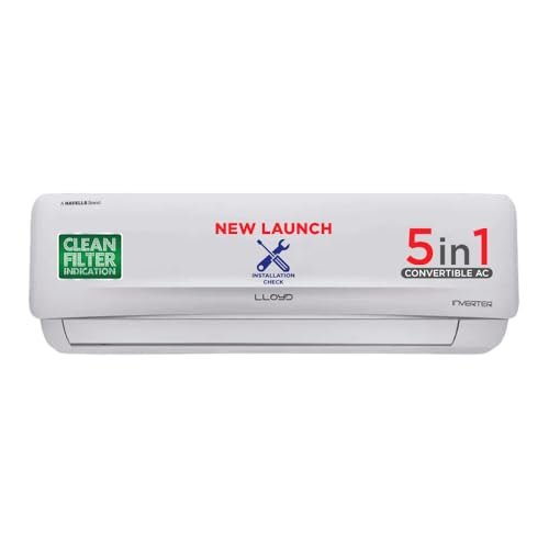 LLYOD Lloyd 2.0 Ton 3 Star Inverter Split AC (5 in 1 Convertible, Copper, Anti-Viral + PM 2.5 Filter, Anti Corrosion Coating,White With Golden Deco Strip, GLS24I3KWSEM)