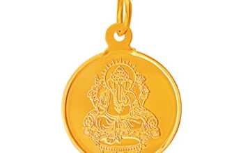 Muthoot PAPPACHAN Gold Swarnavarsham Bis Hallmarked 22Kt Round Ganesha Pendant 1 Gram