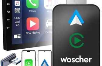 WOSCHER 2in1 Airlink Wireless Carplay Adapter|Android Auto Adapter for Car |Convert Wired to Wireless,Bluetooth Connectivity for Cars, OEM Installed Wired Android Auto/CarPlay (Black)|(1+1)Yr Warranty