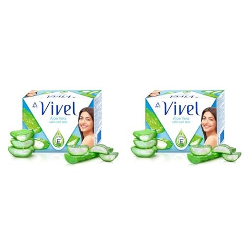 Vivel Aloe Vera Bathing Soap with Vitamin E for Soft Glowing skin, 1200g (150g – Pack of 8), Soap for Women & Men, For All Skin Types
