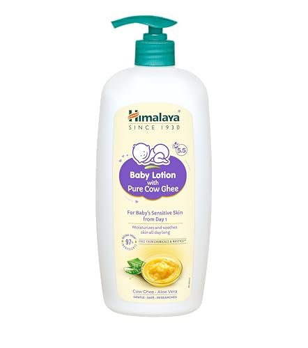 Himalaya Baby Lotion With Pure Cow Ghee 700Ml|Ph5.5|Pure Ghee|Aloe Vera|Safe For Newborns|For Baby's Sensitive Skin|No Parabens|No Phthalates|No Mineral Oil|No Synthetic Color|Dermatologically Tested