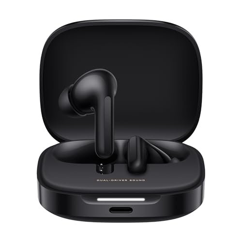 Redmi Buds 6, Dual Driver TWS in Ear Earbuds, 49dB Hybrid Active Noise Cancellation, Spatial Audio, Dual Device Connection, Quad Mic AI ENC, 42 Hrs Playtime, Custom EQ, Wireless Earbuds (Black)