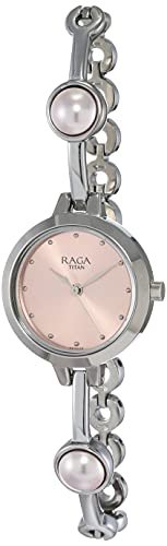 Titan Raga Viva Quartz Analog Pink Dial Silver Metal Strap Watch for Women – NT2576SM01