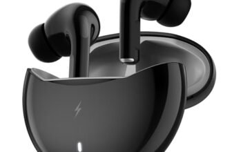 Fire-Boltt Fire Pods Aero TWS Ear Buds Wireless Bluetooth 5.4, 50H Playtime, 50ms Low Latency, Fast Charging Case, App Support, Custom EQ, Touch Controls, IPX4 Waterproof, Gaming & Music- Black