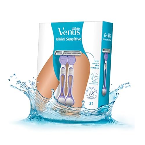 Gillette Venus Bikini Sensitive Hair Removal, 2 Women Razors |Intimate care| Derm Tested|No irritation
