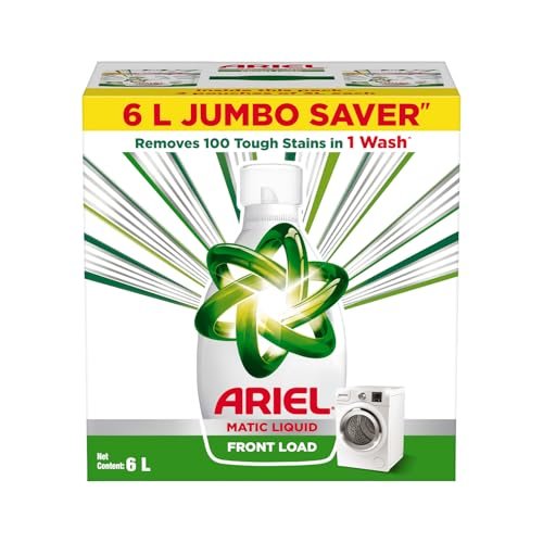 Ariel Liquid Detergent Front Load – 6L | Removes 7 day dried-in Stains in 1 wash inside Washing Machine | Now at Price of Powders | Amazing Fragrance | Protects Colours | Dissolves Faster