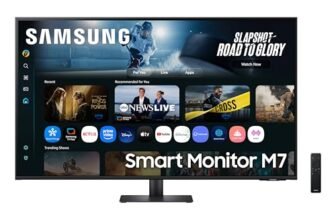 Samsung 43″(1.08m) 4K M7 Vision AI Smart Monitor|UHD 3840 x 2160|Smart TV Experience with AI|Type-C|Apple AirPlay|Gaming Hub|Remote|Speakers|Wi-Fi|Bluetooth|AI Picture & Sound|LS43FM700UWXXL|Black