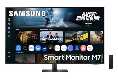 Samsung 43″(1.08m) 4K M7 Vision AI Smart Monitor|UHD 3840 x 2160|Smart TV Experience with AI|Type-C|Apple AirPlay|Gaming Hub|Remote|Speakers|Wi-Fi|Bluetooth|AI Picture & Sound|LS43FM700UWXXL|Black