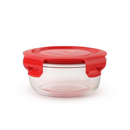 United Colors of Benetton 400ML Borosilicate Glass Food Storage Container with Airtight Coloured Lid – Leakproof, Microwave, Oven, Freezer & Dishwasher Safe – Durable & Reusable Lunch/Dinner Box
