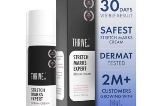 ThriveCo Stretch Marks Expert Serum Cream | Clinically Proven Treatment for New red & Old white Stretch Marks & Scars Removal | Infused with Collarev®, Striover™, Rosehip Oil | Women & Men | 30ml