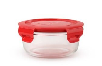 United Colors of Benetton 400ML Borosilicate Glass Food Storage Container with Airtight Coloured Lid – Leakproof, Microwave, Oven, Freezer & Dishwasher Safe – Durable & Reusable Lunch/Dinner Box