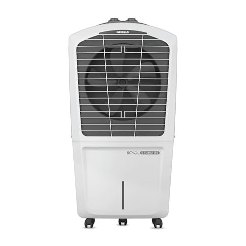 Havells KoolStorm 80 L Desert Air Cooler for Home/Office|Powerful Air-Delivery|Dual Flow Technology| Bacteria Shield Honeycomb Pads|XXL Ice Chamber| Ice Chill Drip Technology|Front Wheels with brakes