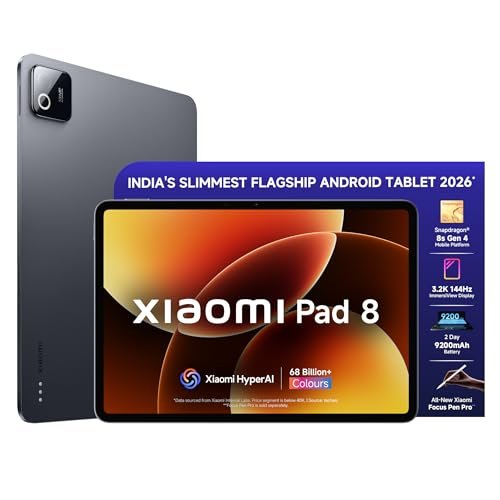XIAOMI Pad 8 | Flagship Snapdragon 8s Gen 4 |11.2″ 3.2K ImmersiView Display | 8GB, 128GB | Ultra Slim Metal Design | 9200mAh Battery | 68 Bn+ Colours HyperAI | Wi-Fi 7 | Graphite Grey