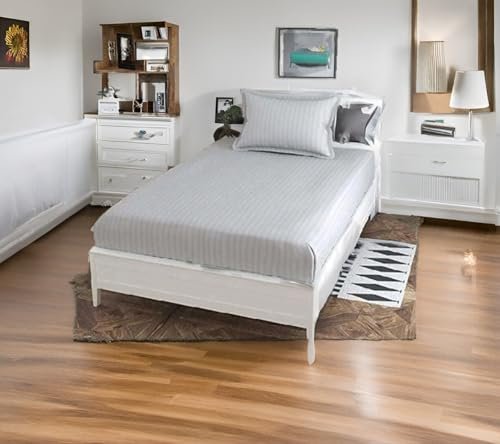 Cool Dealzz Industries Single Bedsheet with 1 Pillow Covers|Cotton Material & Satin Stripes|Size 60×90 inch (Grey), 144 TC