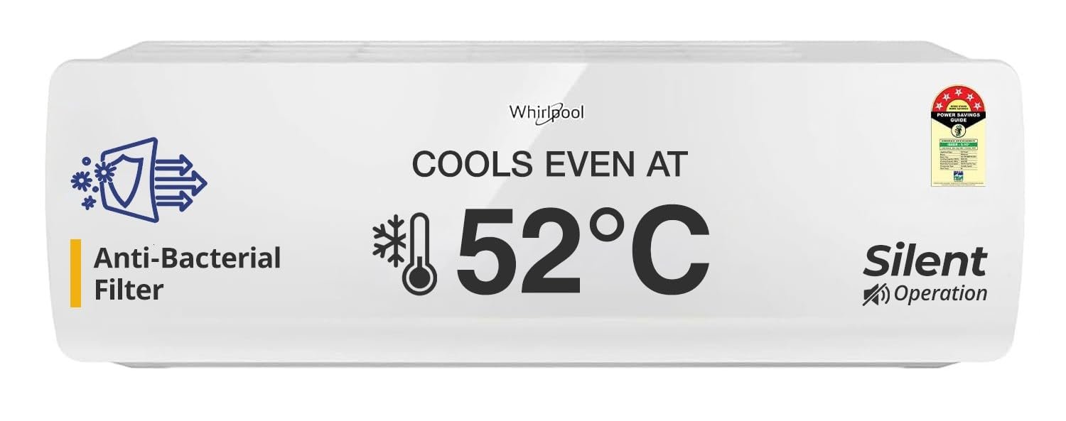 Whirlpool 1.5 Ton 5 Star, Magicool Inverter Split AC (MAGICOOL 15T 5S INV CNV S5K2PP1, Copper, Convertible 4-in-1 Cooling Mode, HD Filter White)