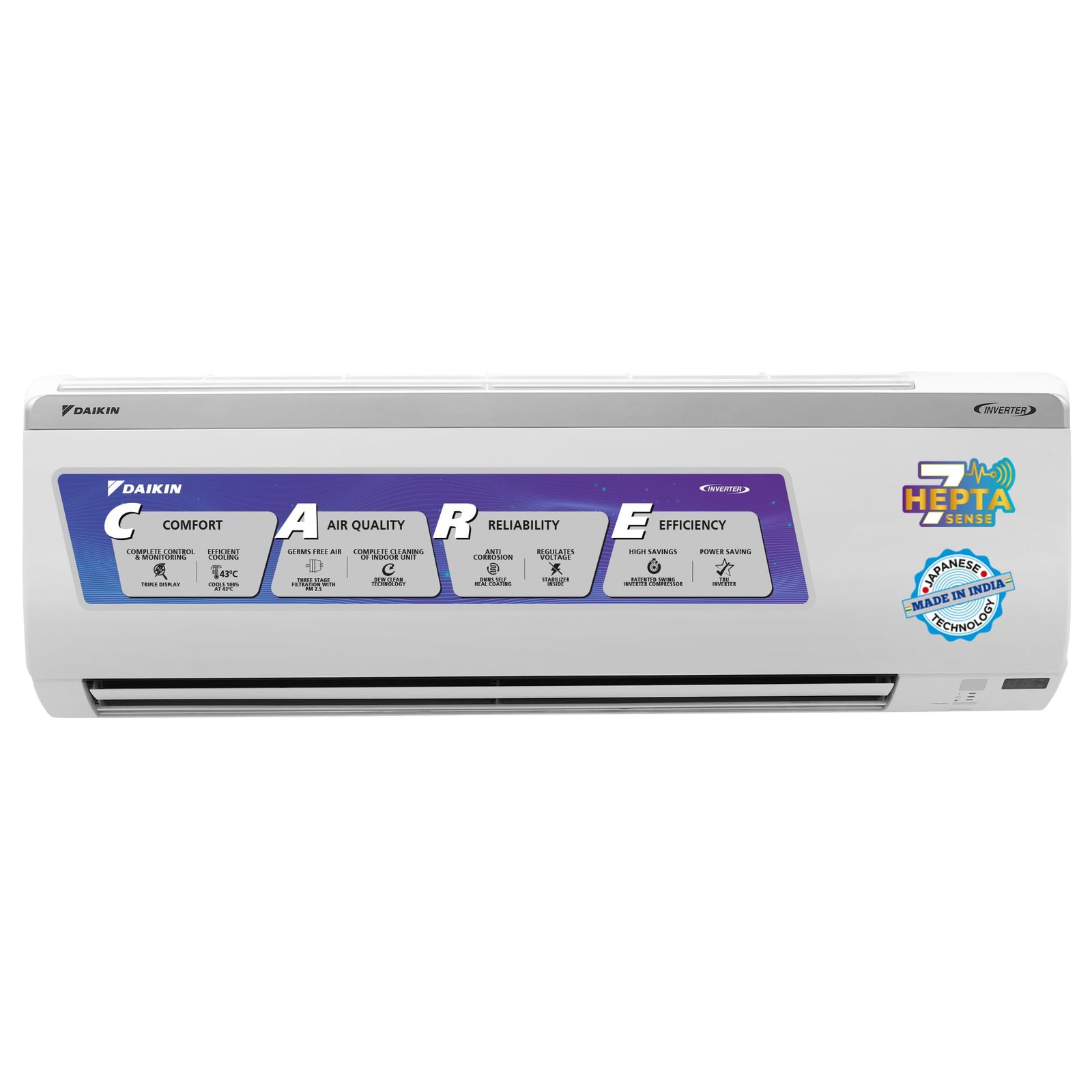 Voltas 183V Vectra CAW 1.5 ton 3 star inverter Split AC|4-IN-1 Adjustable mode|Energy Efficient|High ambient Cooling-cools even at 52°C|Anti dust filter with Anti-microbial coating|Copper Coil| White