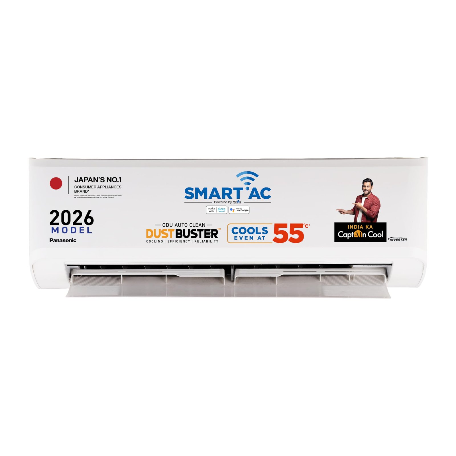 Panasonic 1.5 Ton 3 Star Premium WiFi Inverter Smart Split AC (DustBuster Tech, Matter Enabled, AI, Higher Airflow, Copper Cond., 8in1 Convertible, 2-Way,PM0.1 Filter,CS/CU-SU18BKY3W,New Star rated,White)
