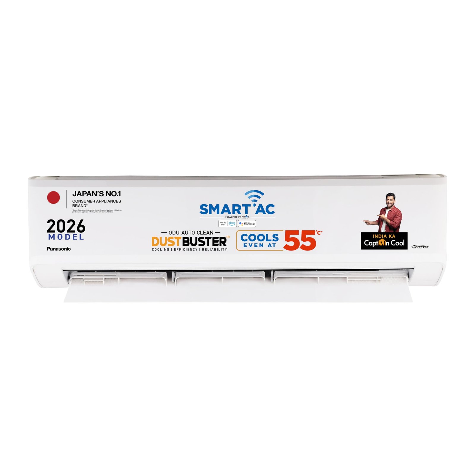 Panasonic 1.5 Ton 5 Star Premium WiFi Inverter Smart Split AC (DustBuster Tech, Matter Enabled, AI, Higher Airflow, Copper Cond., 8in1 Convertible,4-Way,PM0.1 Filter,CS/CU-NU18BKY5WX,New Star rated,White)