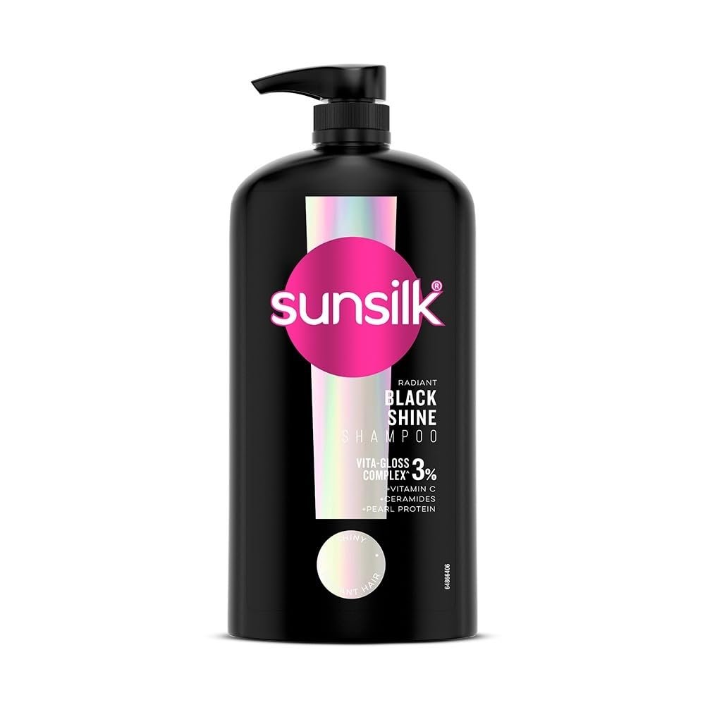 Sunsilk Stunning Black Shine Shampoo 1 L|| With Amla + Oil & Pearl Protein|| Gives Shiny|| Moisturised and Fuller Hair – Paraben Free