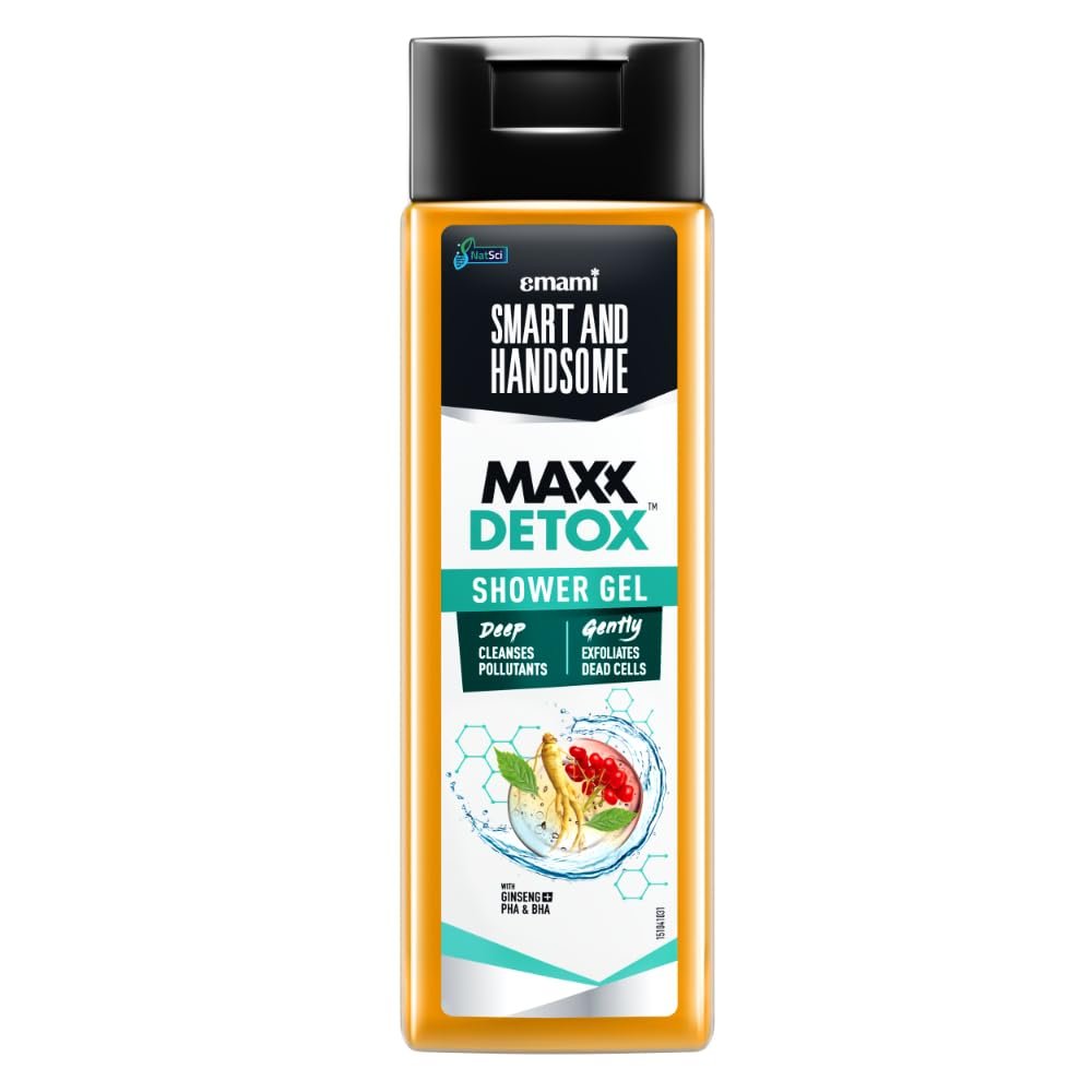 Smart And Handsome Maxx Detox™ Shower Gel | Deep Cleanses Pollutants | Gently Exfoliates Dead Cells | With Ginseng To Revitalizes Dull Skin & Pha+Bha To Deep Cleanses Pollutants | 250ml