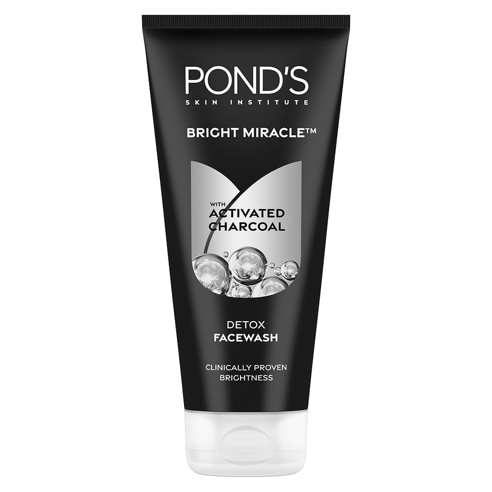 POND'S Pure Detox Face Wash 200 g|| Daily Exfoliating & Brightening Cleanser|| Deep Cleans Oily Skin – With Activated Charcoal for Fresh|| Glowing Skin