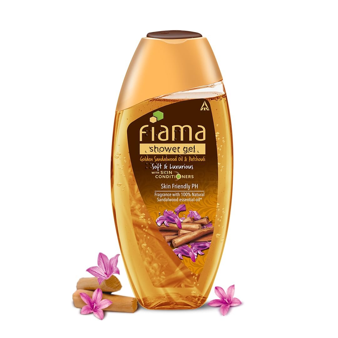Fiama Body Wash Shower Gel Golden Sandalwood Oil and Patchouli, 250ml, Body Wash for Women & Men with Skin Conditioners for Soft and Luxurious Skin, Suitable for All Skin Types