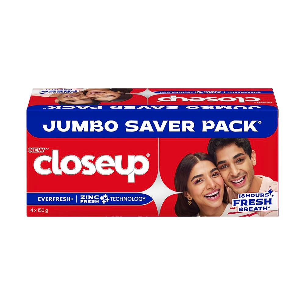 Close Up Toothpaste | Long lasting 18 Hours Of Fresh Breath & White Teeth – 600g (Pack of 4)