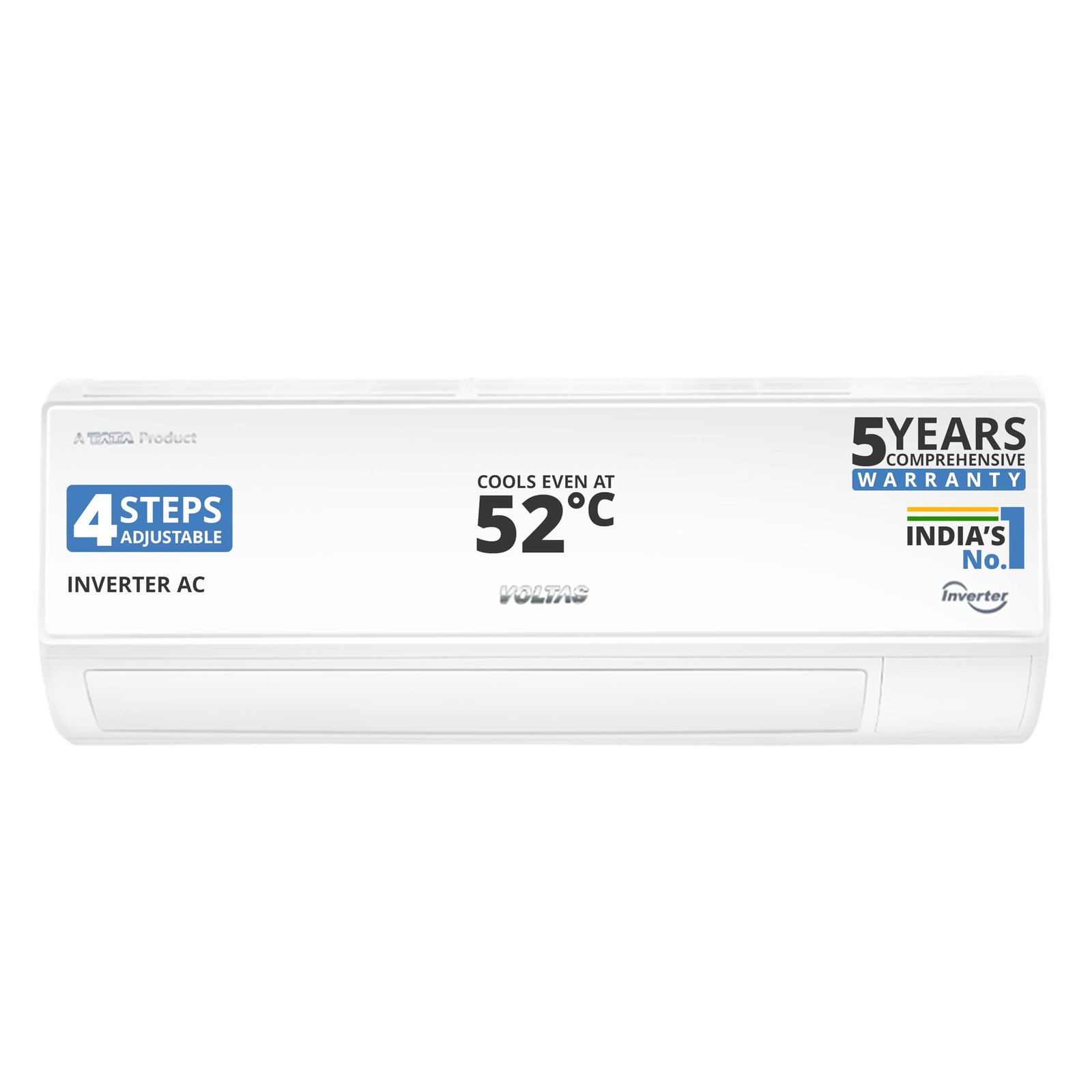 Voltas 183V Vectra CAW 1.5 ton 3 star inverter Split AC|4-IN-1 Adjustable mode|Energy Efficient|High ambient Cooling-cools even at 52°C|Anti dust filter with Anti-microbial coating|Copper Coil| White