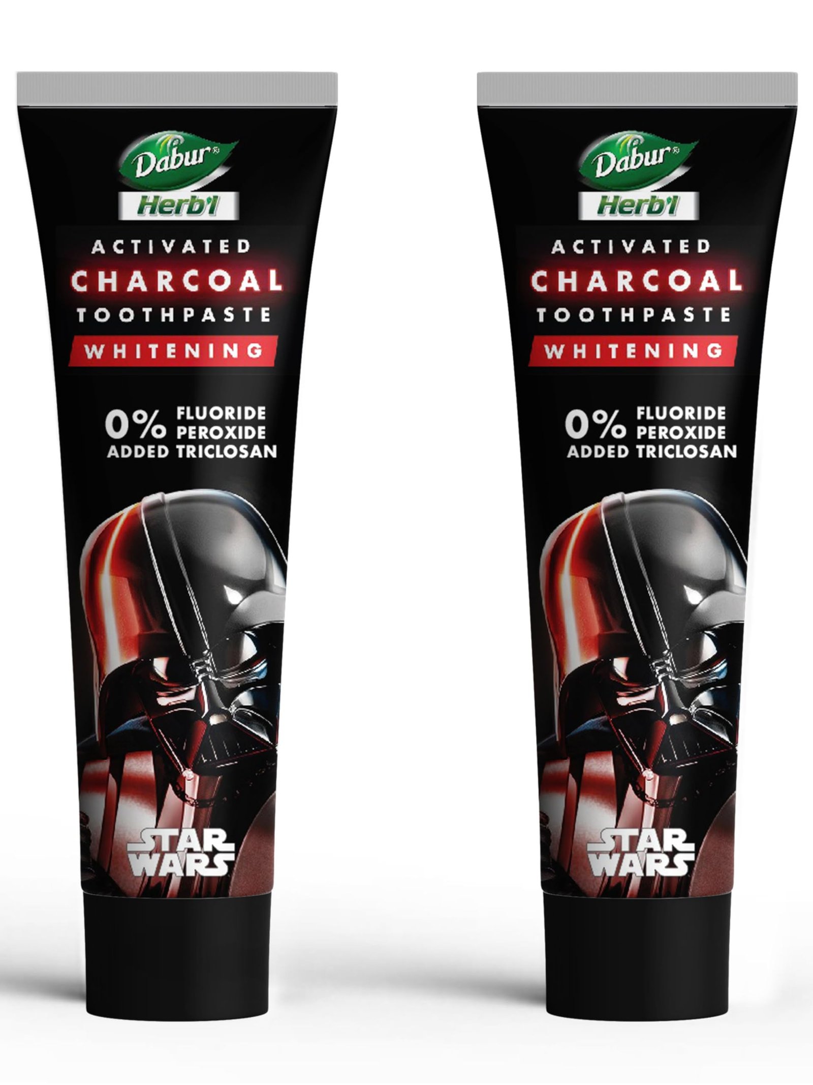 Dabur Herb'l Activated Charcoal & Mint Toothpaste – Star Wars Pack (Black Gel)- 240g (120gx2) Combo Pack | For Whitening | Fluoride Free Toothpaste | Fights Plaque & Extrinsic Stains