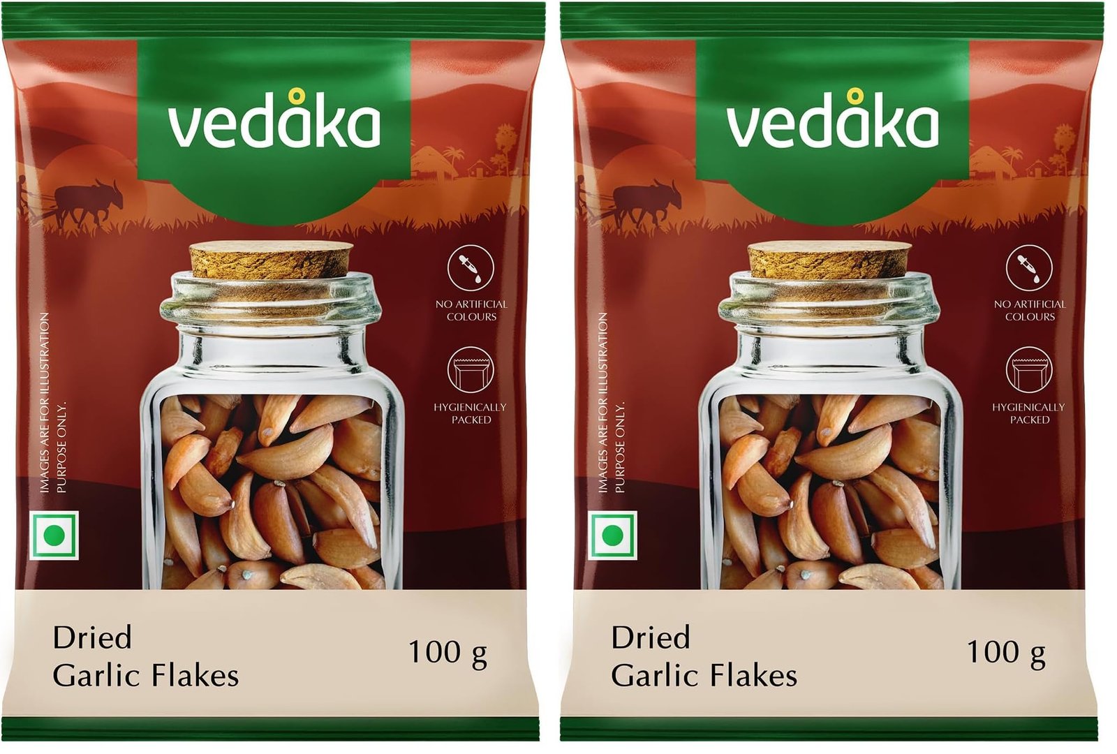 Amazon Brand – Vedaka Dried Garlic Flakes | 100g (Pack of 2)