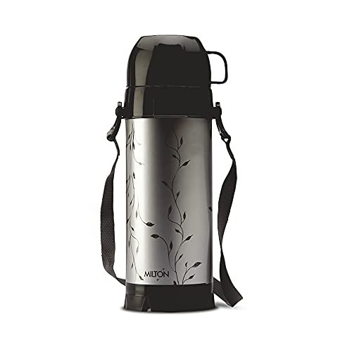 Milton Eiffel 1000 Vacuum Insulated Thermos Flask with Strap to Carry, 910 ml, Long Hours Hot & Cold Water Bottle for Office, Hiking, Trekking, Travel, Black