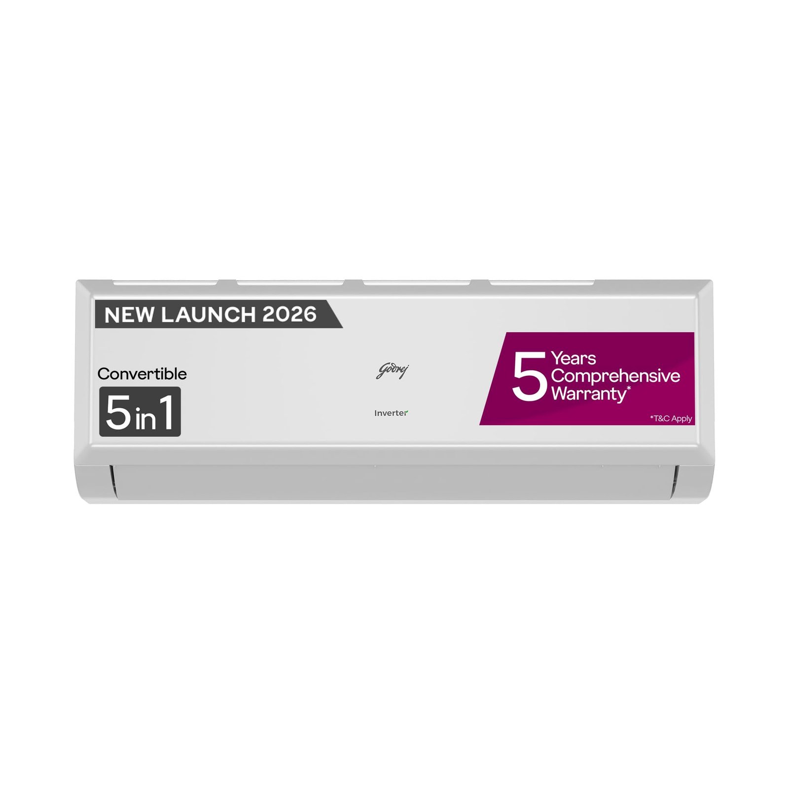 Godrej 1.5 Ton 3 Star Inverter Split AC with 5-in-1 Convertible Cooling, AI Powered, Heavy Duty Cooling at 52°C, Pure Air Filter, Self Clean Technology (AC 1.5T EC HIC 18Q3TH WA)