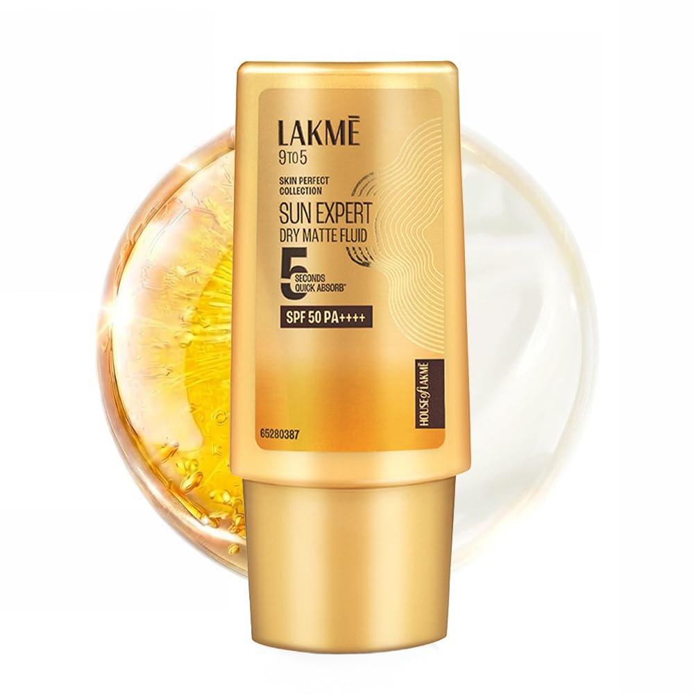 LAKME Sun Expert, Dry Matte Fluid Sunscreen, 30ml, for Oily and Combination Skin, with 1% Niacinamide & Ceramide, SPF 50 PA++++, Quick Absorbing, no White Cast
