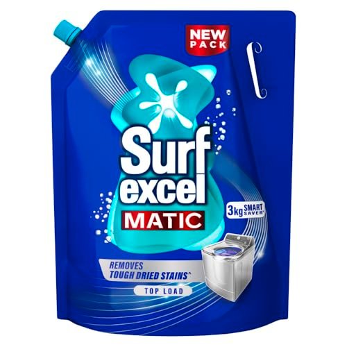Surf Excel Matic Top Load Liquid Detergent 3kg Refill ||Specially Designed To Remove Tough Dried Stains, 1st time In Washing Machine