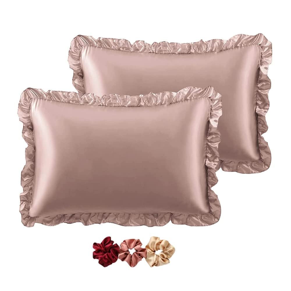 BSB HOME Luxury Satin Silk Pillow Cover | 300 TC Ultra-Smooth Silky Finish | Premium Home Bedding Pillowcase | Soft, Glossy & Skin-Friendly Fabric | 18 x 28 Inches (Electric Peony)