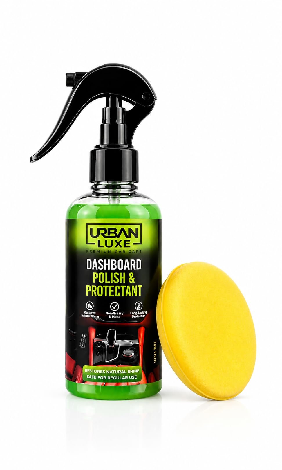 Car Dashboard Polish & Protectant | 300ml (335g) | Dashboard Dresser | Car Polish for Interior Plastic, Vinyl & Leather Trims | Herbal,Non Toxic | Protects, Shines & Conditions