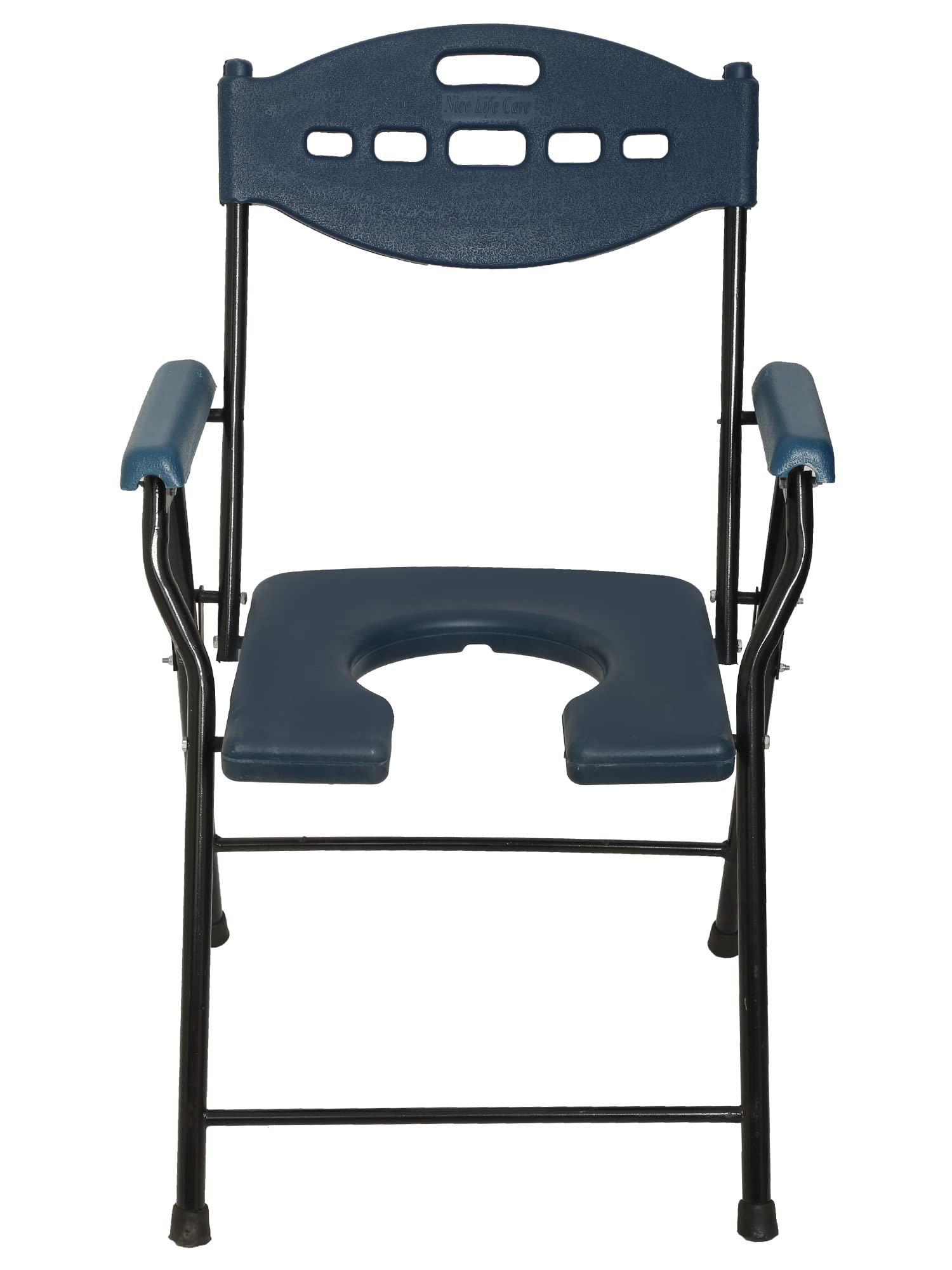 AMONE Folding Commode Chair, Elderly Disabled Man And Pregnant Woman Stainless Steel Shower And Bathing Room Mobile Toilet Seat for Elderly, Safe Toilet Stool – 110 Kg Capacity