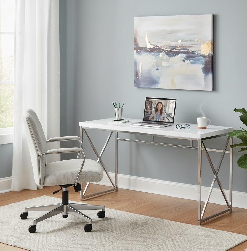 APRODZ Mango Wood Wolfeng Study Desk Table for Home and Office | White Finish
