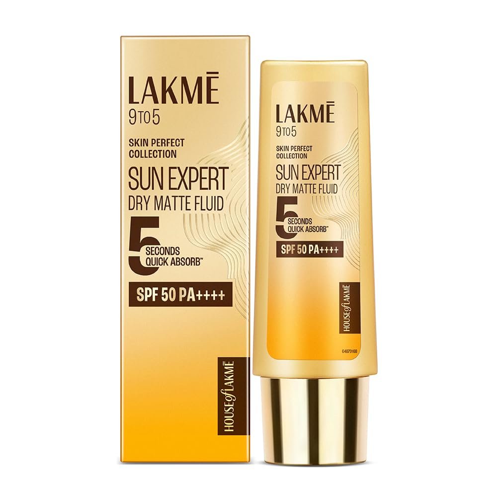 LAKMÉ Sun Expert, Dry Matte Fluid Sunscreen, 50ml, for Oily and Combination Skin, with 1% Niacinamide & Ceramide, SPF 50 PA++++, Quick Absorbing, no White Cast