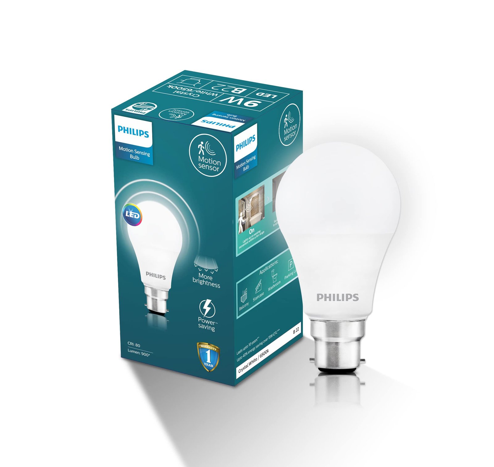 Halonix 10W Motion Sensor Led bulb | Color-6500K White | Auto on- Auto Off light | Motion sensor light | Pack of 1 | b22d