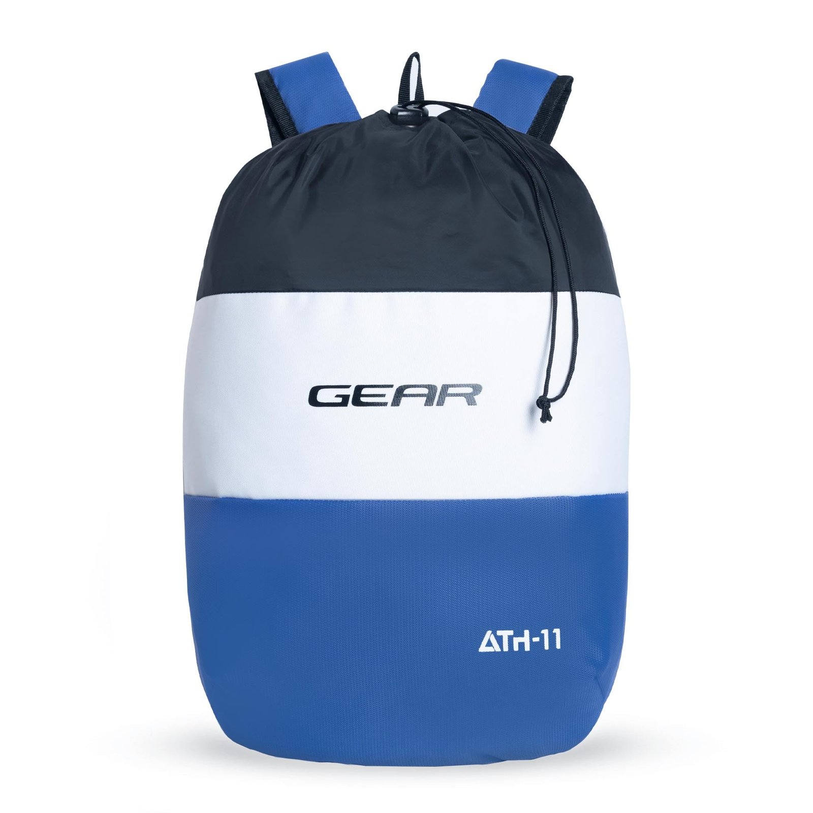 Gear Men/Women Voyager 15 Litre Casual Standard 2 Compartment Backpack/Daypack/Hiking Daypack/Drawstring Bag (Black-Blue), Multicolor