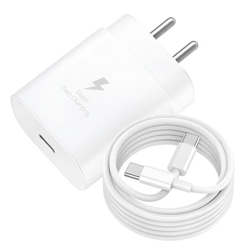 25W Charger for Samsung with Type-C to C Cable | Super Fast Charging PD Adapter for Galaxy S26/S25 Ultra, S24 FE, A56/A36/A16, M15/M17/M55 5G, F15/F55/Z Fold & S/A/M/F/Z Series Phones – BIS Certified