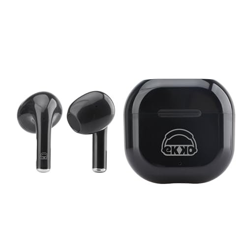 EKKO Earbeats T02 Truly Wireless in-Ear Earbuds with 10 Hours Playback Time, 10 MM Drivers, Quick Charging, Mass Bass (Black)