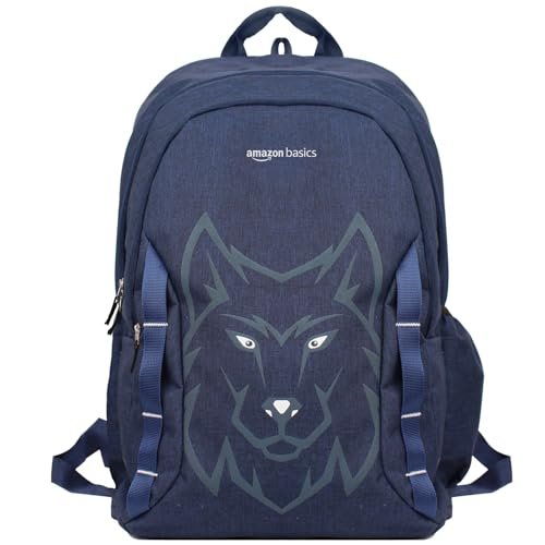 amazon basics Nylon Casual Standard 4 Compartment Backpack (11629-Wolf_Blu), 44 Litre, Blue