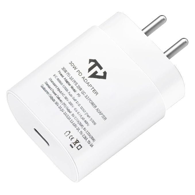 25W (PD 3.0 PPS 33W) Type-C Adaptor Compatible with Samsung-Galaxy S/A/M/F/Z Series | Super Fast AdaptorCompatible for S23/S22/S21/21 fe/S20/M14 5G/M34/M54/M53 5g/M33/M13/A34/A54 5G (White)