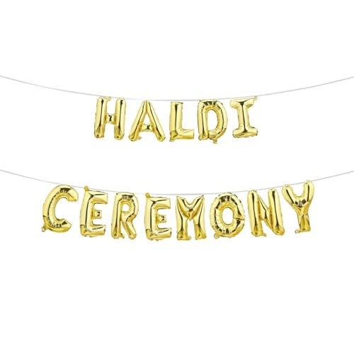 Just Party Haldi Ceremony Theme Foil Balloon Banner Combo – Set Of 13Pcs For Unforgettable Haldi,Wedding,Mehandi Celebrations