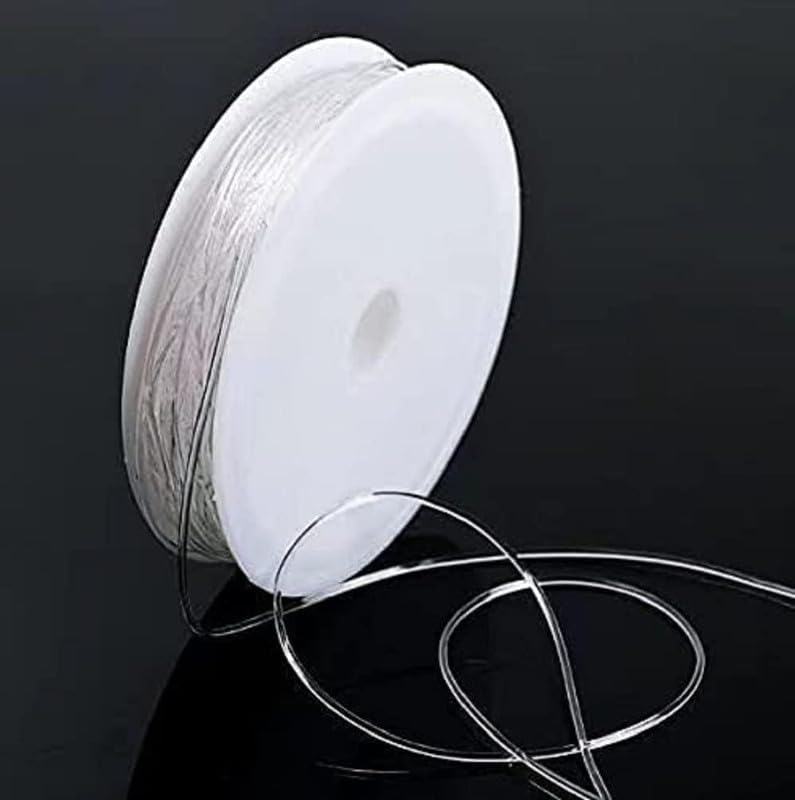 Stationery Supply Nagar Crafts Stretchy Clear White Elastic String Cord for Thread, Cord Necklace Jewelry Making Bracelet Beads Thread Making Invisible Thread Decoration(0.8mm) Each 10mm (Pack of 1)