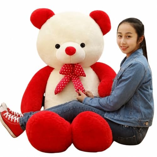 JAI SHREE Red White 5 Feet Soft Plush Teddy Bear for Kids & Girls | Cute Hugable Stuffed Toy with Bow for Birthday, Anniversary & Valentine’s Day (Red White/60 inch)
